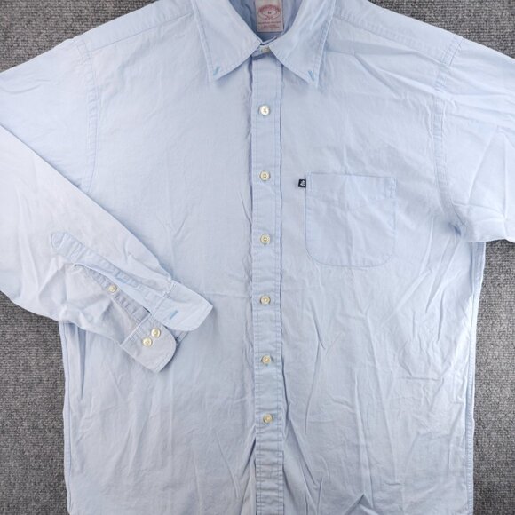 Brooks Brothers Medium Cotton Button-Down Blue Shirt Pocket Long Sleeve Mens - Picture 2 of 16